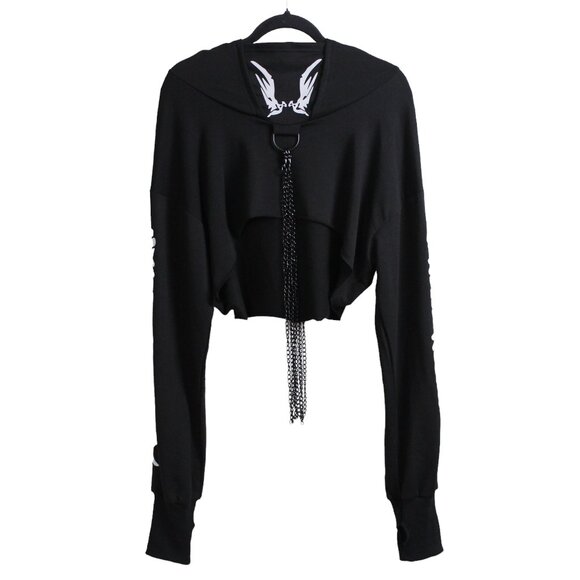 Reflective Graphic Chain Cropped Hoodie - Picture 2 of 16